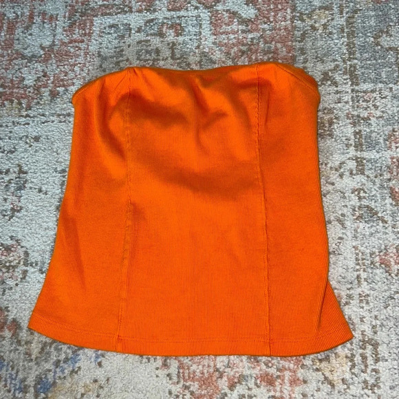 Anthropologie Classic Tube Top Orange Strapless Bright Colorful Shirt Tennesee - Picture 2 of 8